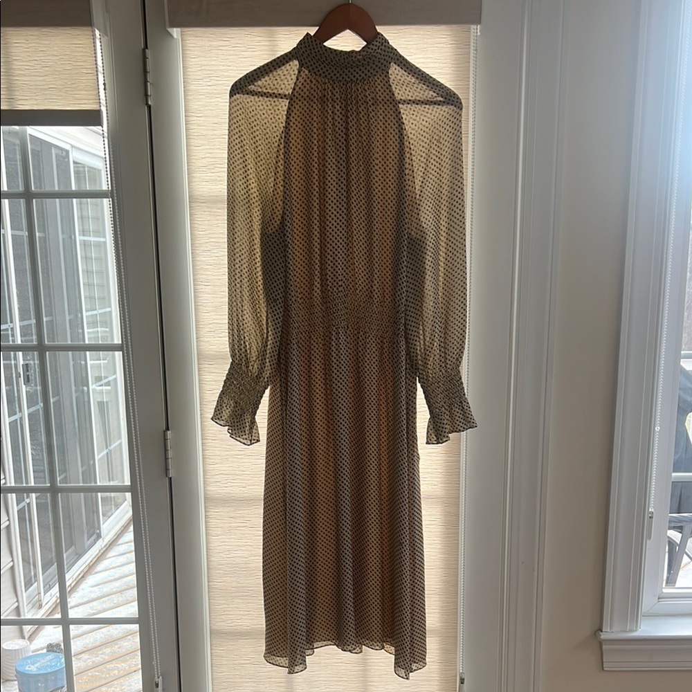 Tory Burch Elegant Polka Dot Dress in Beige - Picture 2 of 12